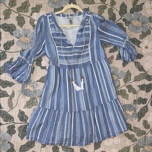 Blue Striped Dress with Tassel Tie Tommy Bahama